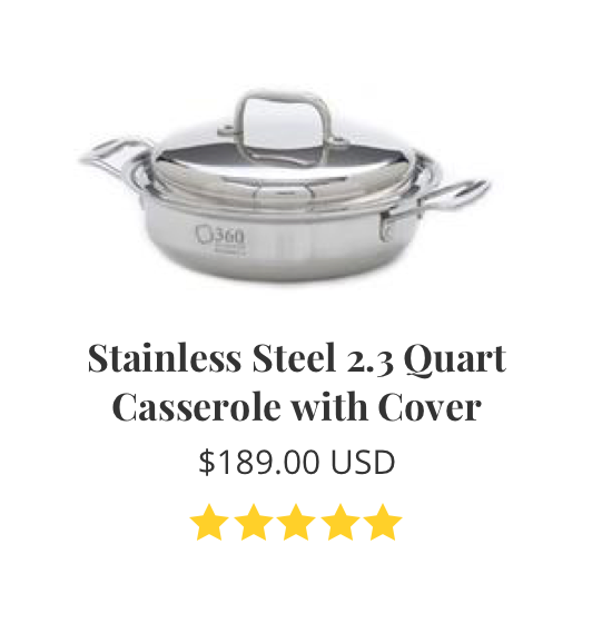 stainless steel 2.3 quart casserole with cover